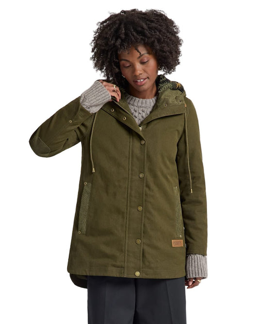 Pendleton Women’s Cedar Creek Canvas Cord Trim Parka Dark Olive - Brekken's
