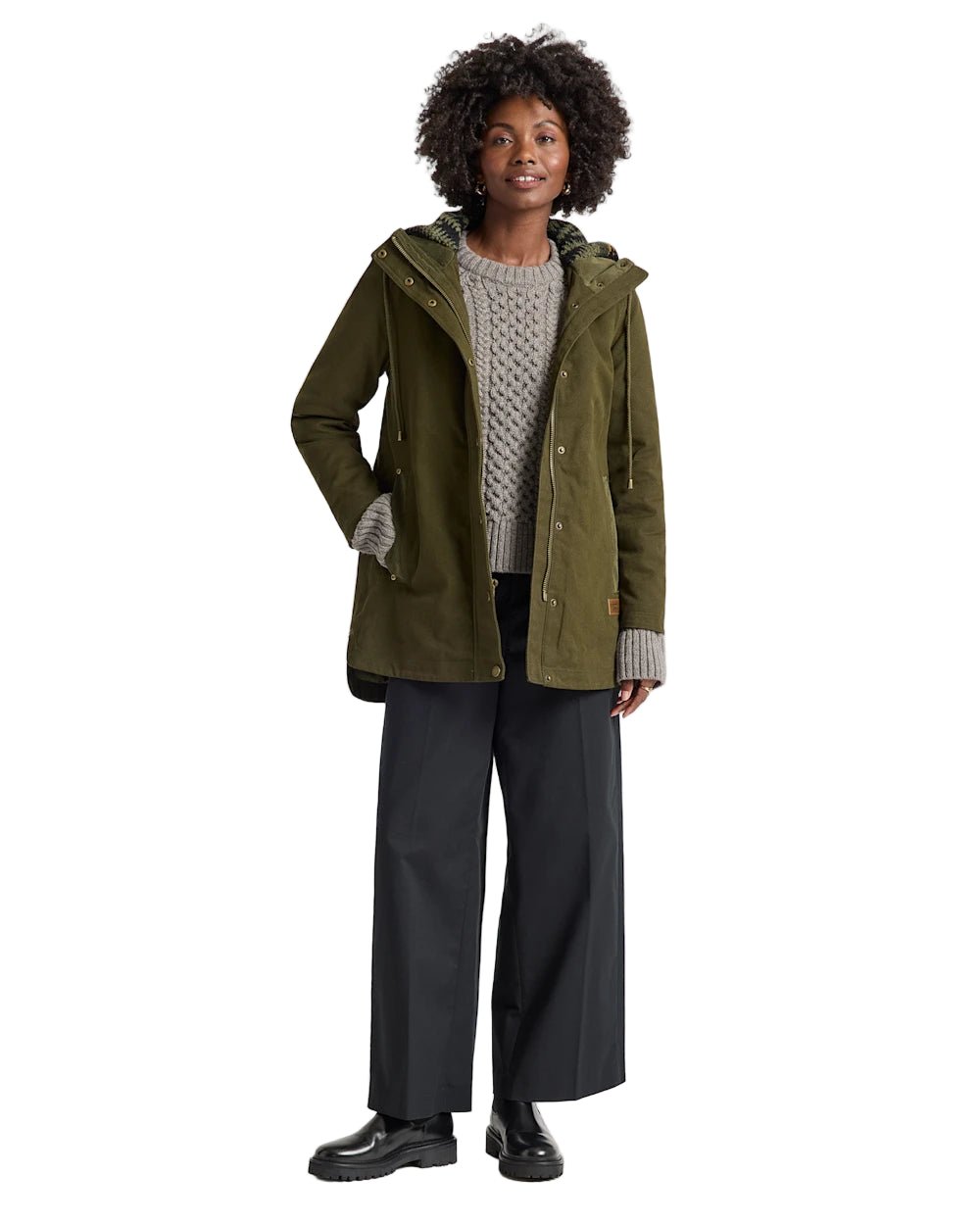 Pendleton Women’s Cedar Creek Canvas Cord Trim Parka Dark Olive - Brekken's