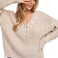 Bluivy Women's Thermal Henley Sweater Beige