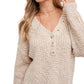Bluivy Women's Thermal Henley Sweater Beige