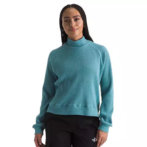 The North Face Women's L/S Mock Neck Chabot Algae Blue