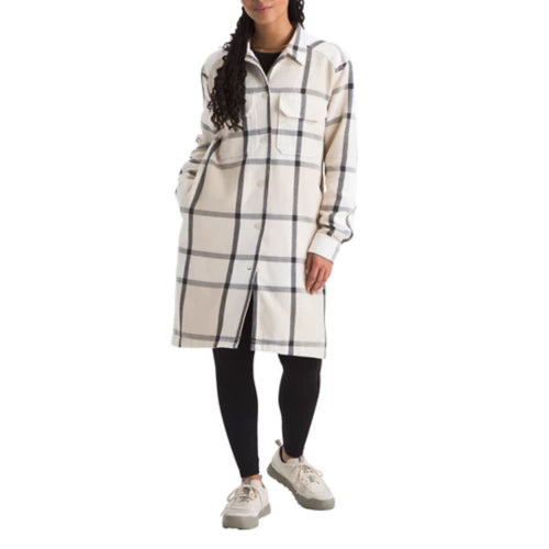 The North Face Women's Valley Twill Utility Coat White Dune Macro Plaid