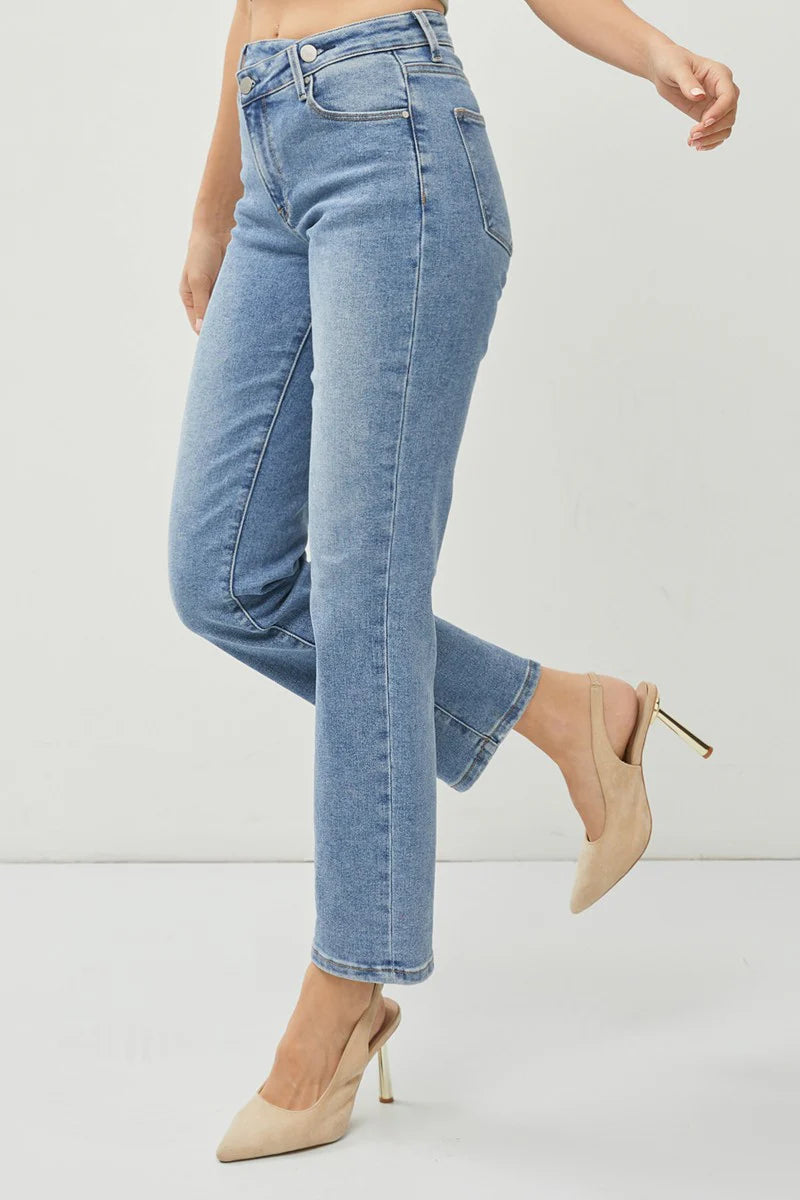 Risen High Rise Crossover Straight Jean