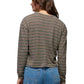 Prana Women's Cozy Up Ls Crew Cacao Stripe