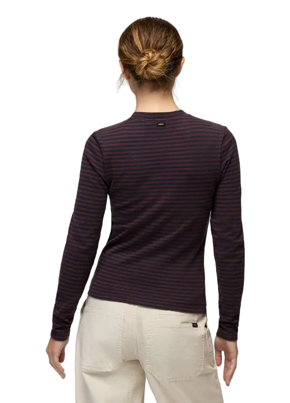 Prana Women's Lotus Long Sleeve Tee Cacao Stripe