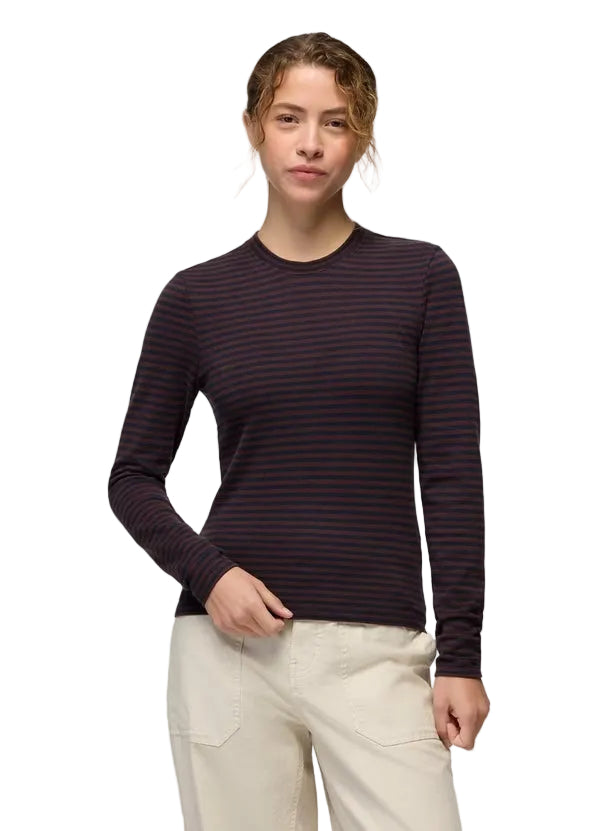 Prana Women's Lotus Long Sleeve Tee Cacao Stripe