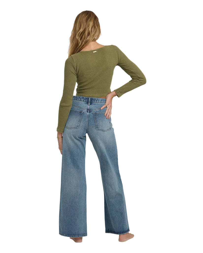 Billabong Women's Free Fall Flare Denim Pant Atlantic Deep