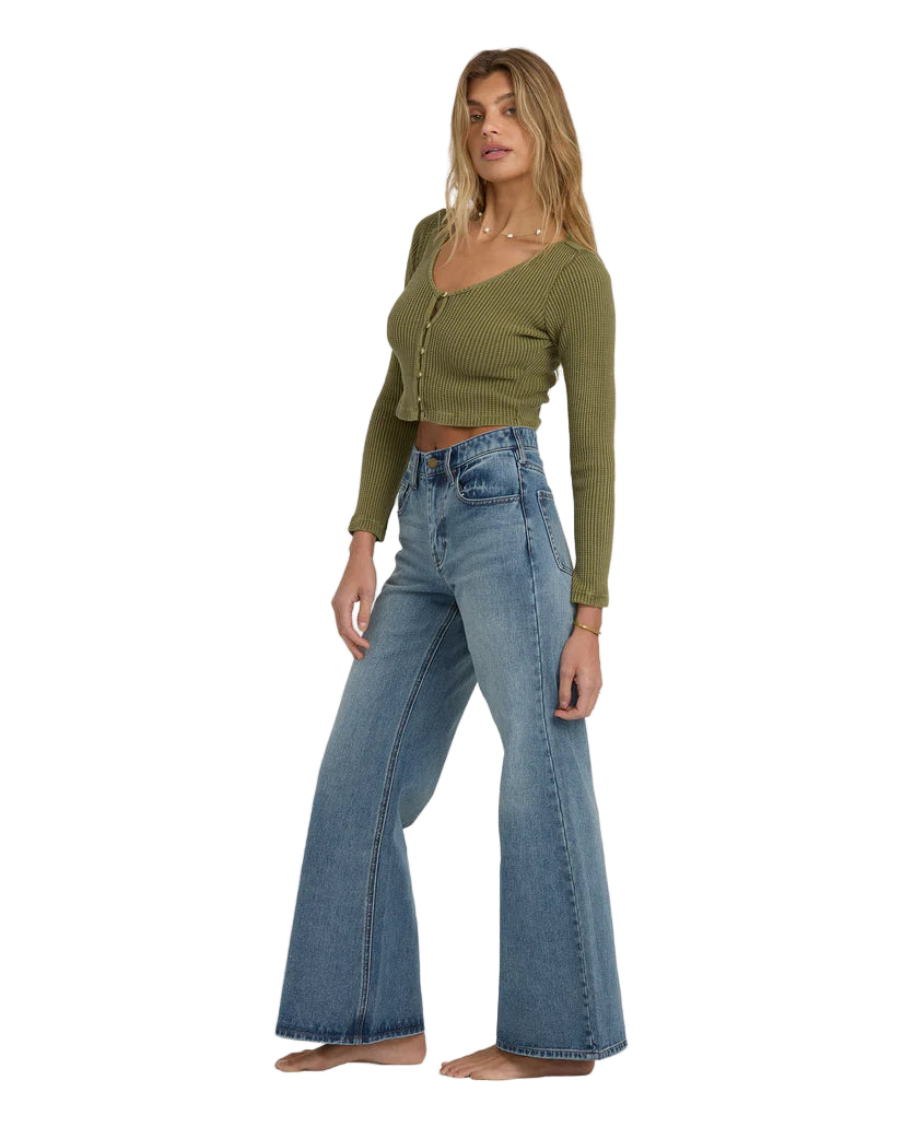 Billabong Women's Free Fall Flare Denim Pant Atlantic Deep