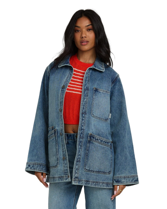 Billabong Women's Denim Chore Coat Atlantic Deep