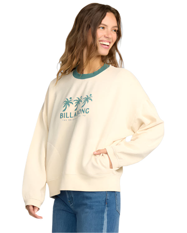 Billabong Women's Triple Palms Crew Flc Whitecap