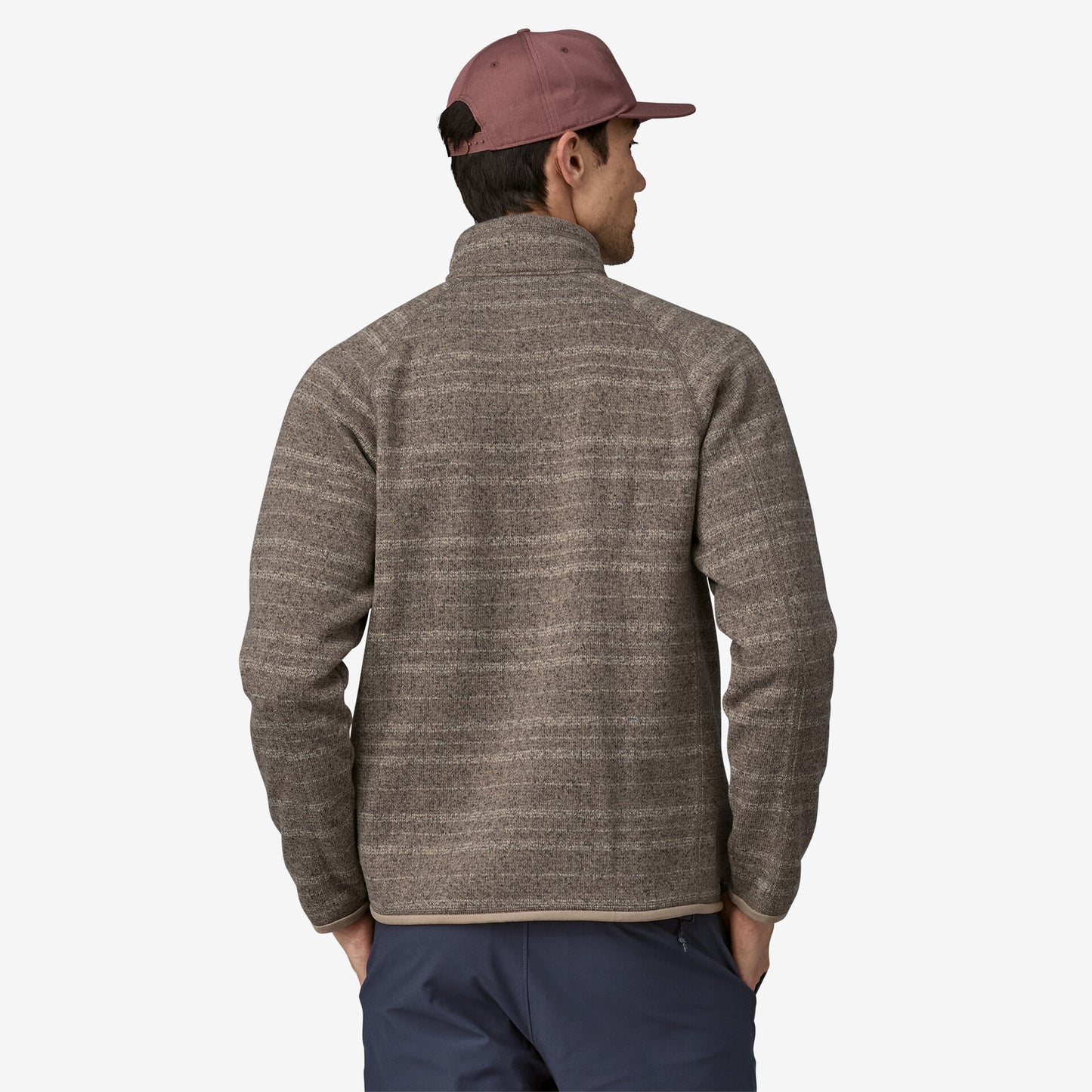 Patagonia Men's Better Sweater 1/4 Zip Vinyl Stripe Seabird Grey