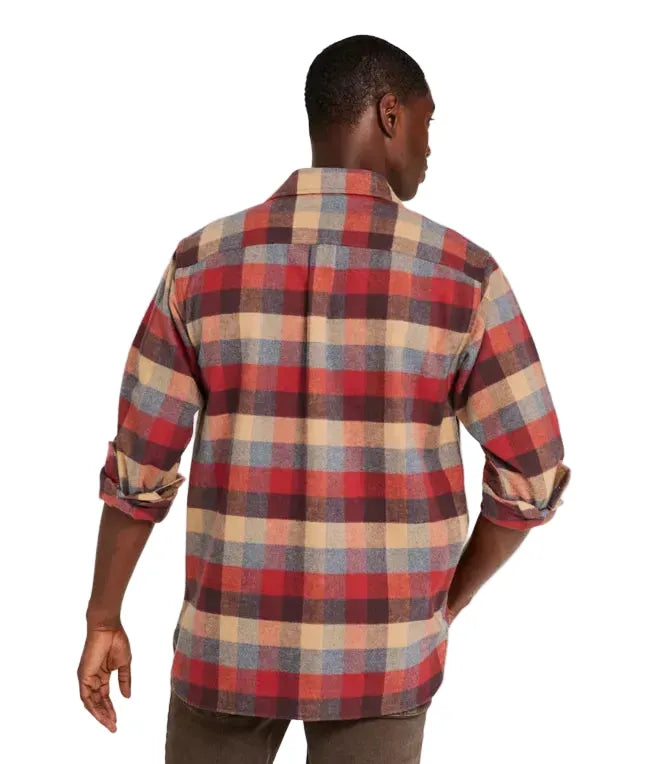 L.L. Bean Men's Chamois Shirt Plaid Regular Apple Cinnamon