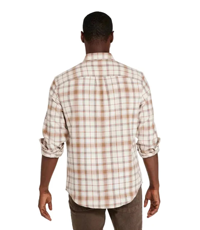 L.L. Bean Men's Scotch Plaid Flannel Shirt Button Down Slightly Fitted Regular Bean Of Freeport Natural