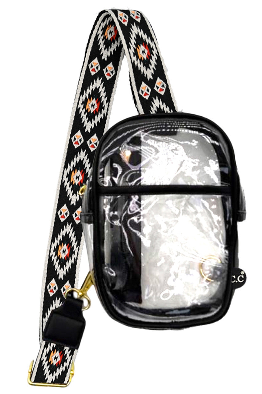 CC Aztec Strap Clear Bag