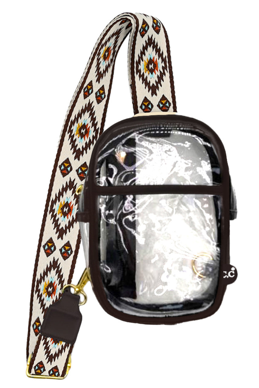 CC Aztec Strap Clear Bag