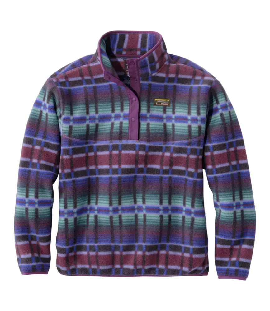 L.L. Bean Women's Mountain Classic Fleece Pullover Print Regular Fig Retro Stripe