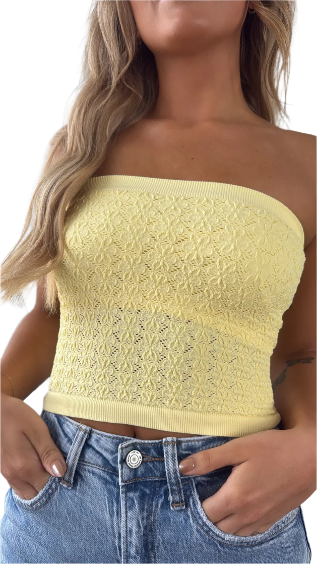 Nikibiki Women's Floral Lace Tube Top