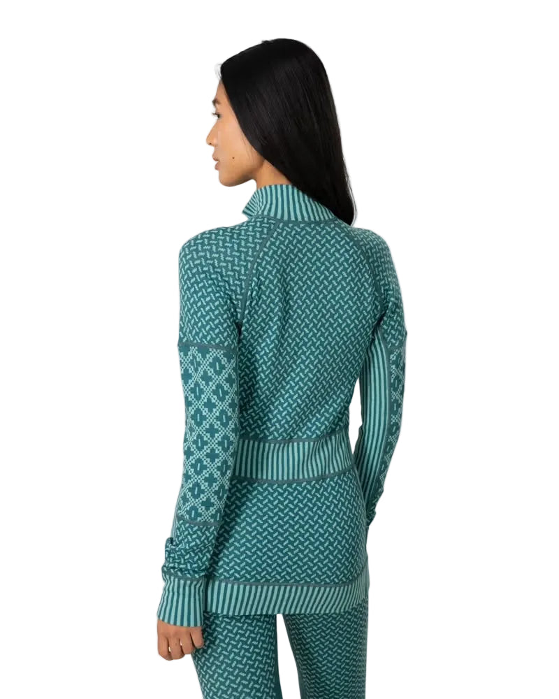 Kari Traa Smekker Half Zip Base Layer - 100% Merino Wool Peacock