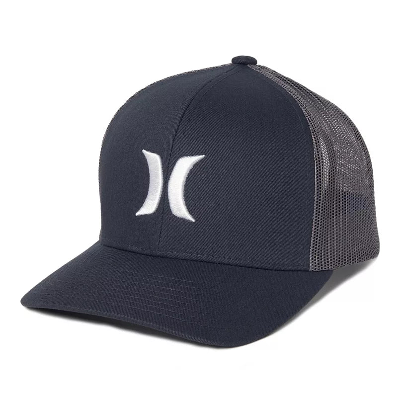 Hurley Icon Solid Flat Trucker Hat Black