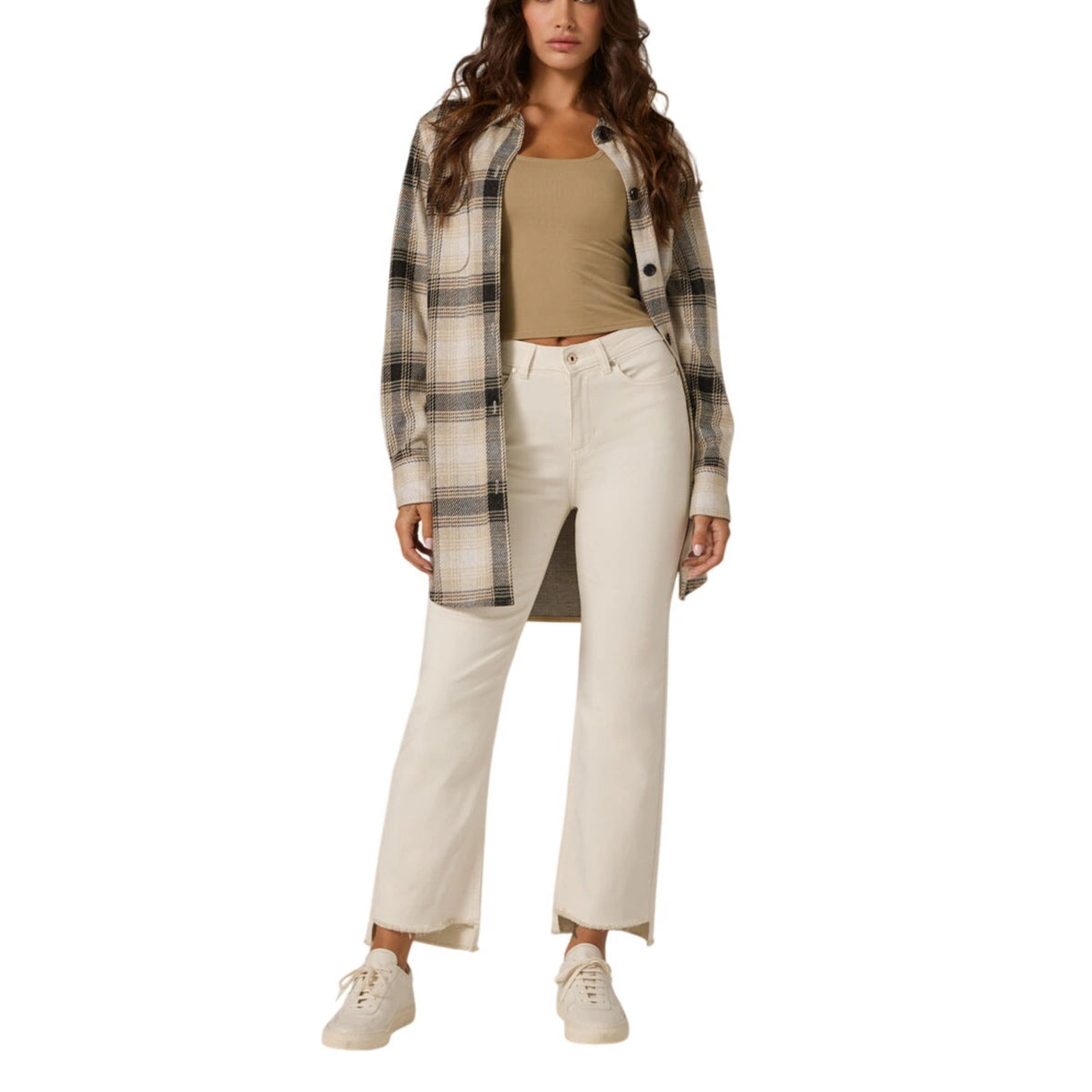 7 Diamonds Women’s Generation Plaid Shacket Beige