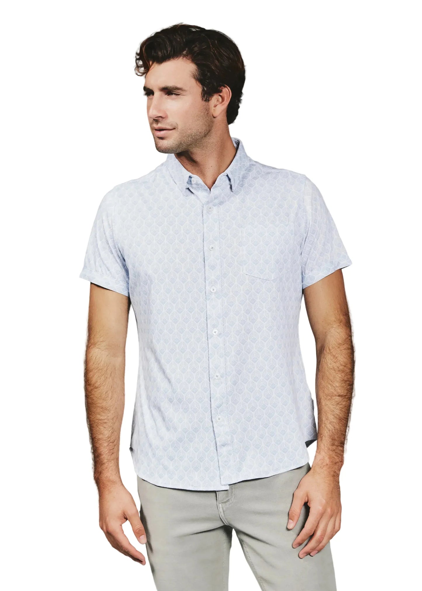 7 Diamonds 502 7 Diamonds Men's Holden Short Sleeve Shirt Light Blue