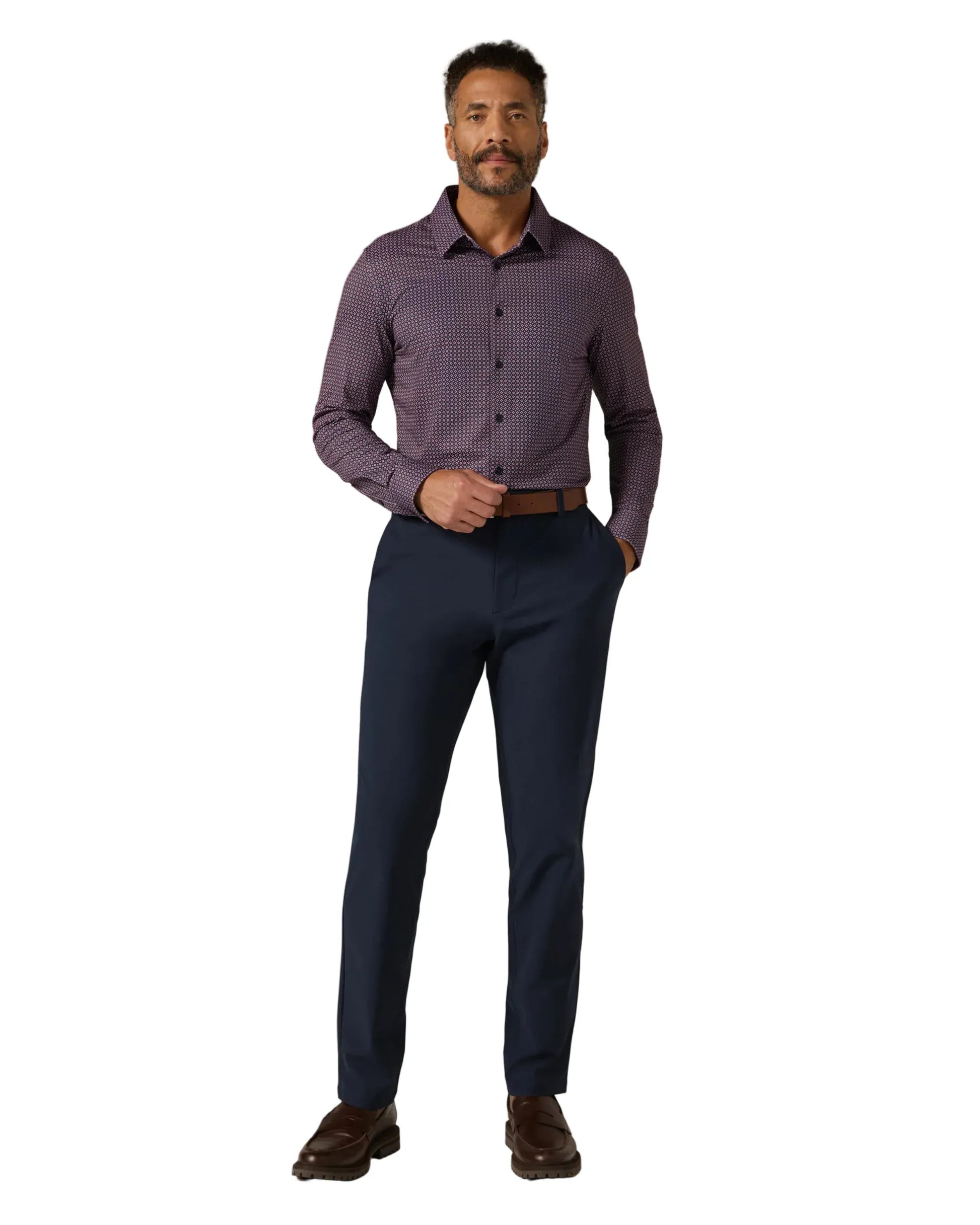 7 Diamonds 502 7 Diamonds Men’s Warren Long Sleeve Shirt Coral