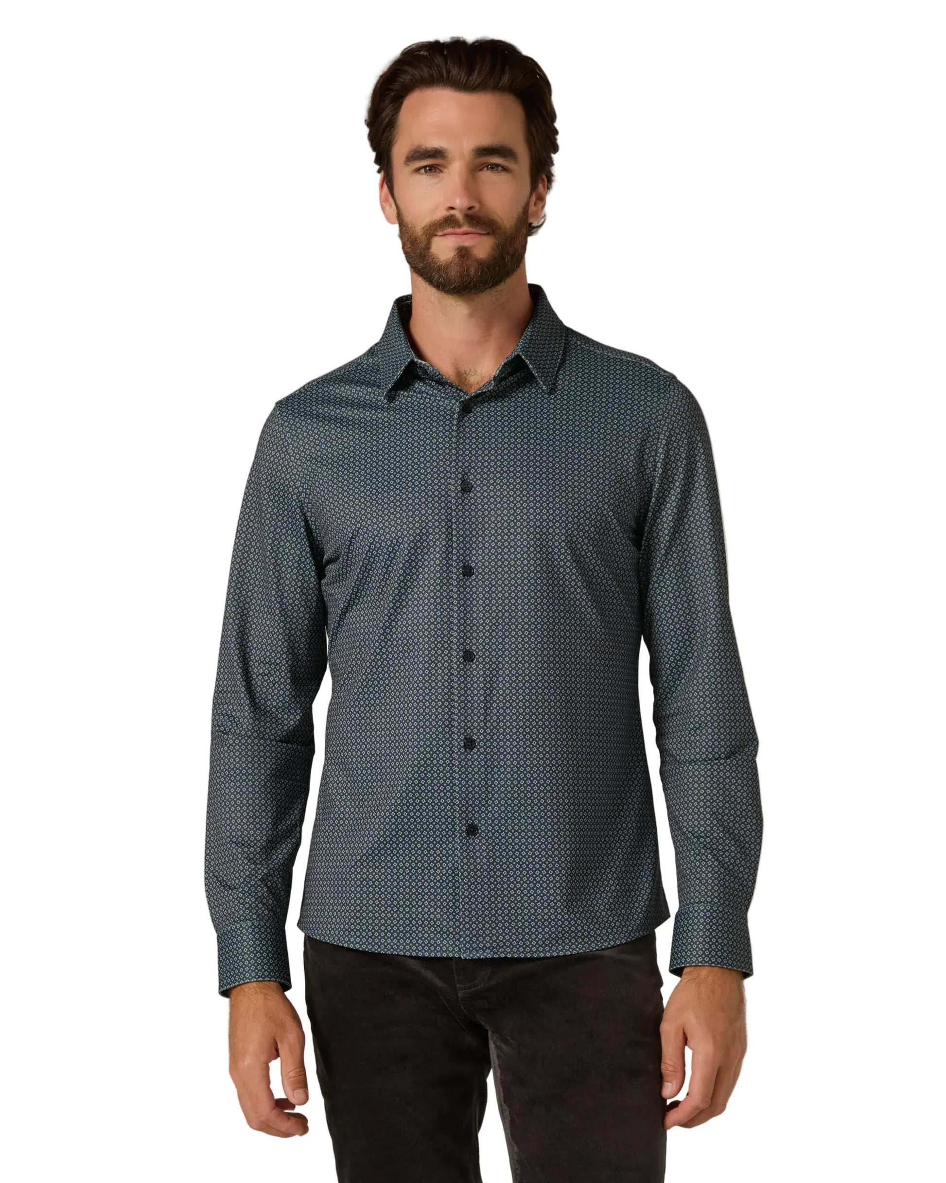 7 Diamonds 502 7 Diamonds Men’s Warren Long Sleeve Shirt Olive