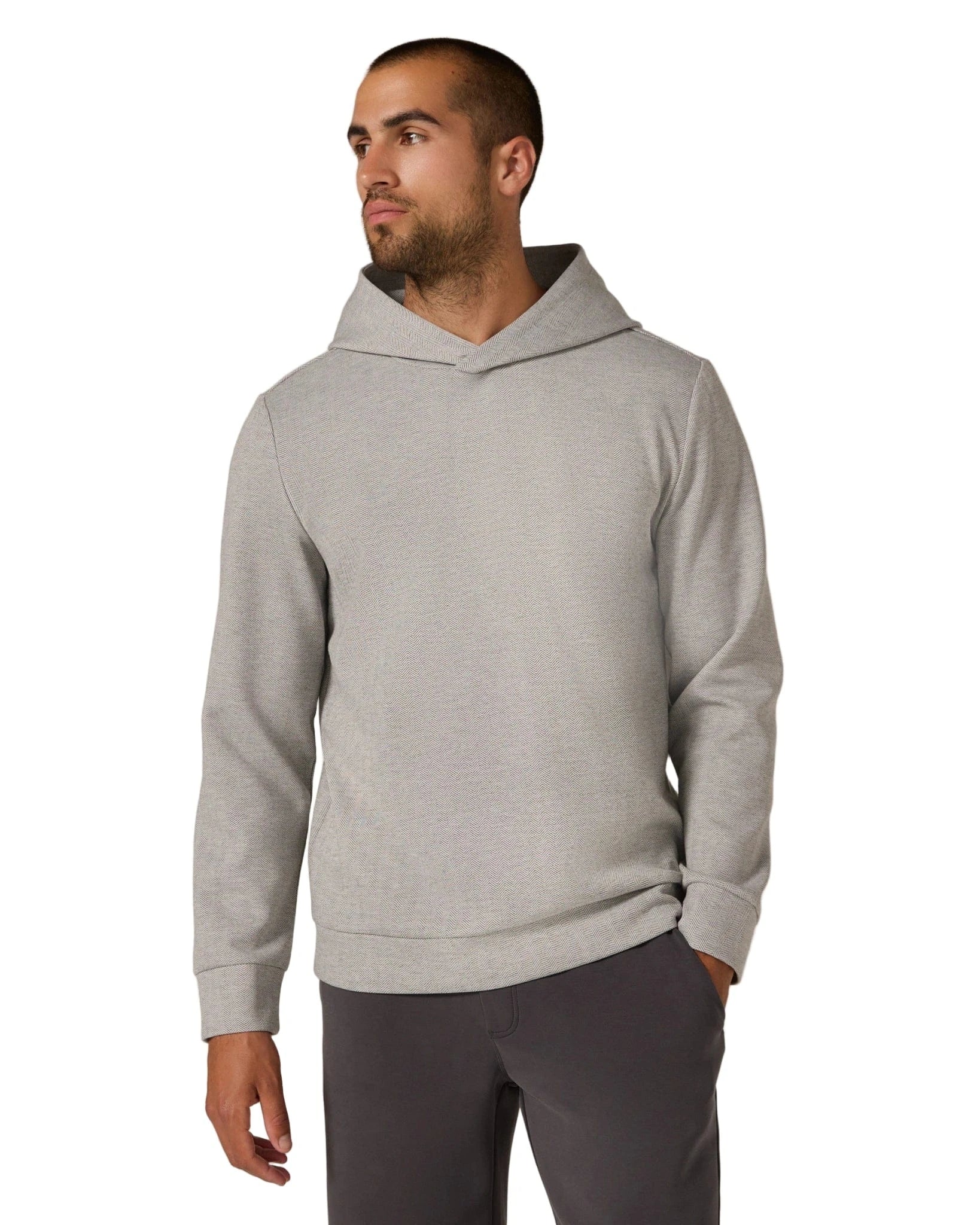 7 Diamonds 504 7 Diamonds Men’s Roarke Herringbone Hoodie Light Grey