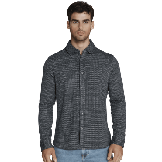 7 Diamonds Men's Apparel > Tops 7 Diamonds Men's Generation Houndstooth Knit Shirt Black Navy