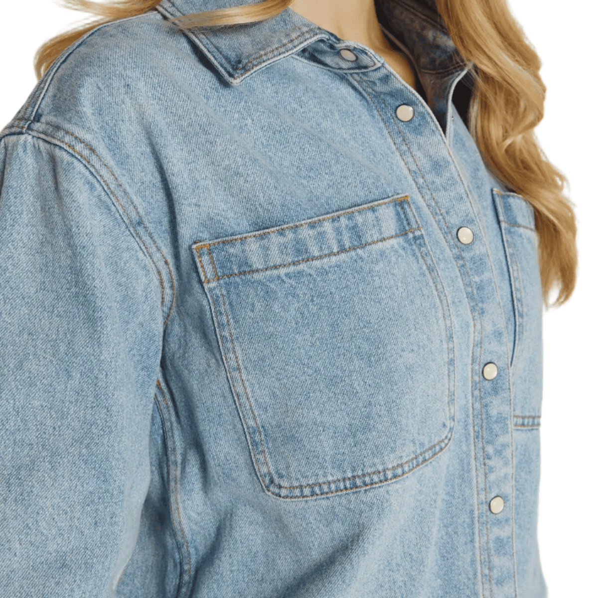 7 Diamonds Women's Apparel > Tops 7 Diamonds Women's Gianna Denim Shirt Vintage Light Blue