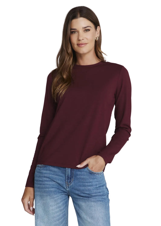 7 Diamonds Women's Apparel > Tops 7 Diamonds Women's Modal Long Sleeve Classic T Shirt Burgundy