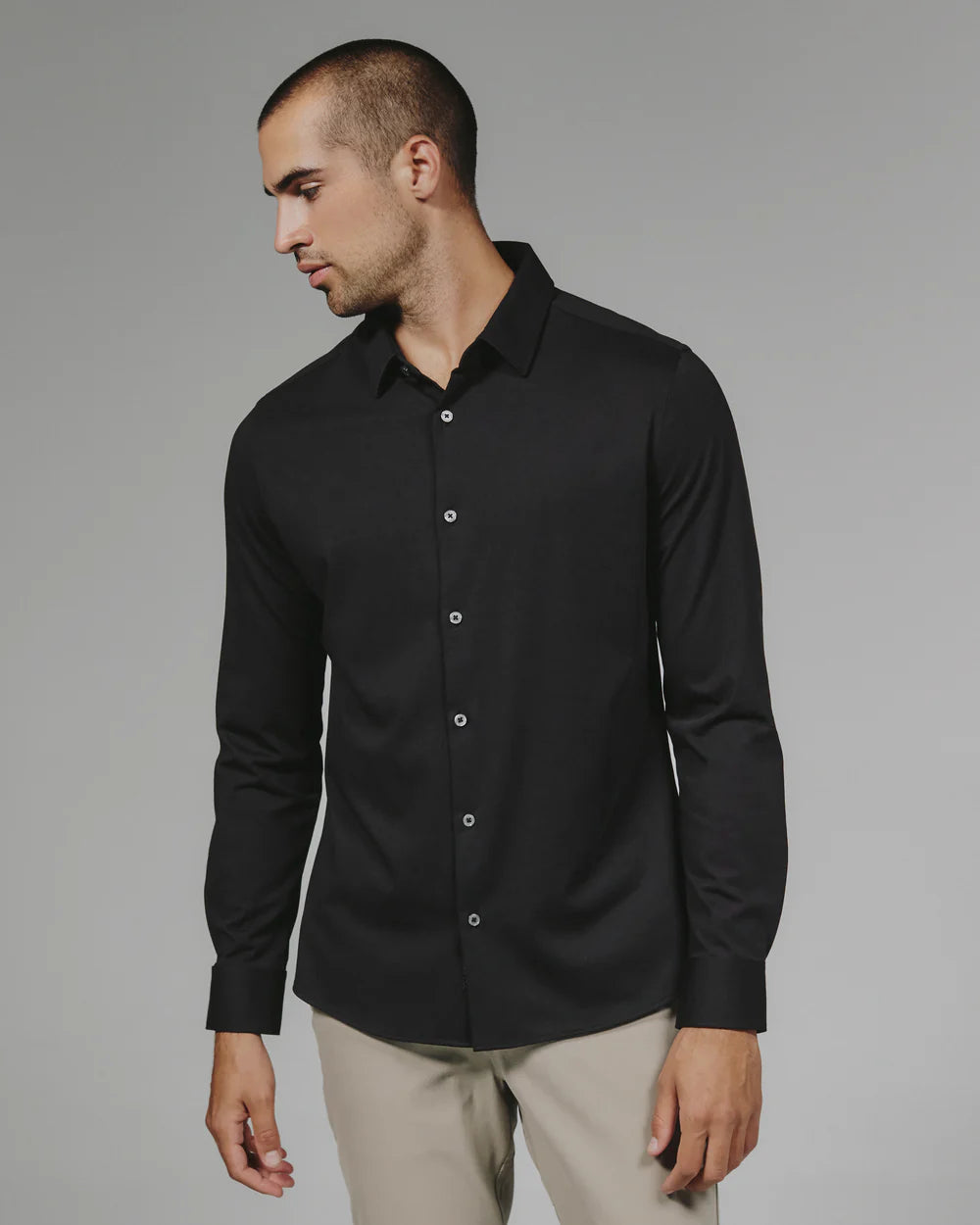 7 Diamonds Men's Girona Black Long Sleeve Shirt