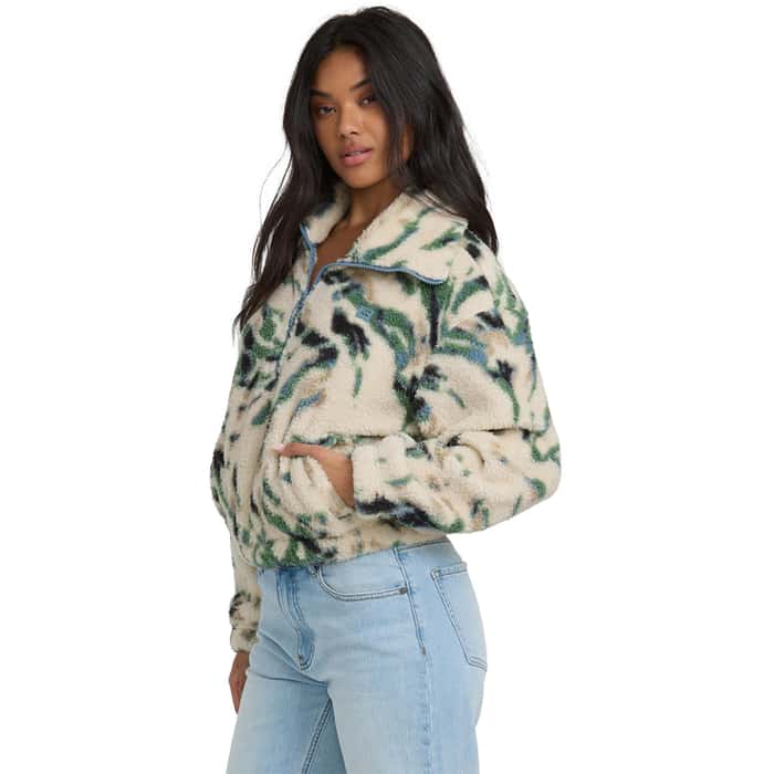 Billabong Women's Barra Half Zip Fleece White Cap