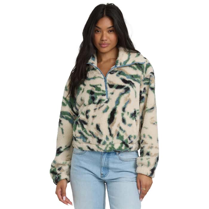 Billabong Women's Barra Half Zip Fleece White Cap