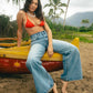 Billabong Women's Free Fall Flare Denim Pant Atlantic Deep