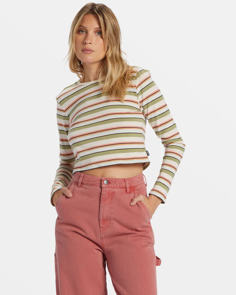 Billabong Women's Tommy Stripe LS Weeping Willow