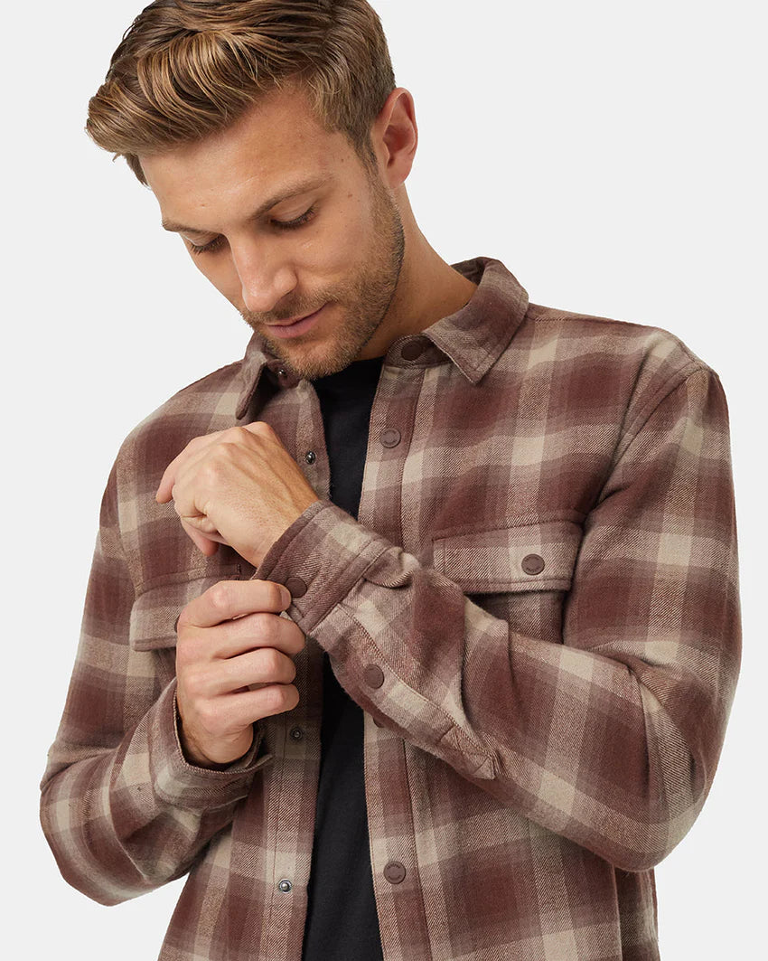 Tentree Men's Kapok Flannel Colville Deep Mahogany/Shadow Plaid