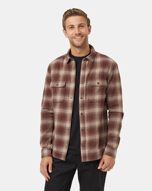 Tentree Men's Kapok Flannel Colville Deep Mahogany/Shadow Plaid