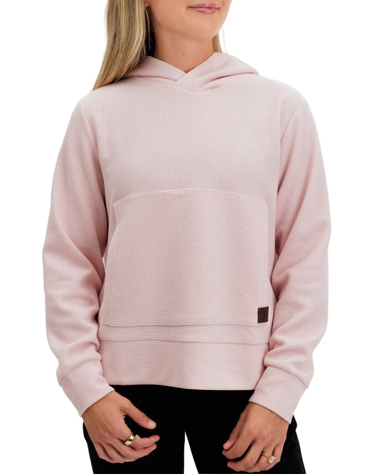Waggle Women's Lakeside Waffle Knit Hoodie Dusty Rose
