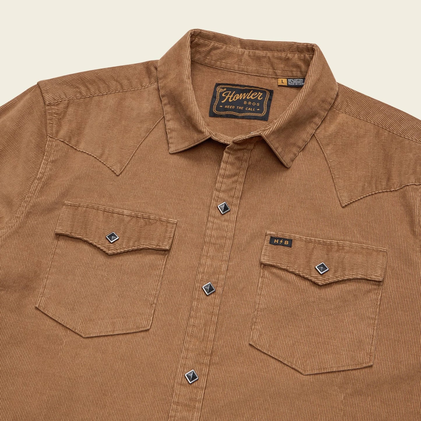 Howler Bros Men's Banning Corduroy Snapshirt Duck Brown