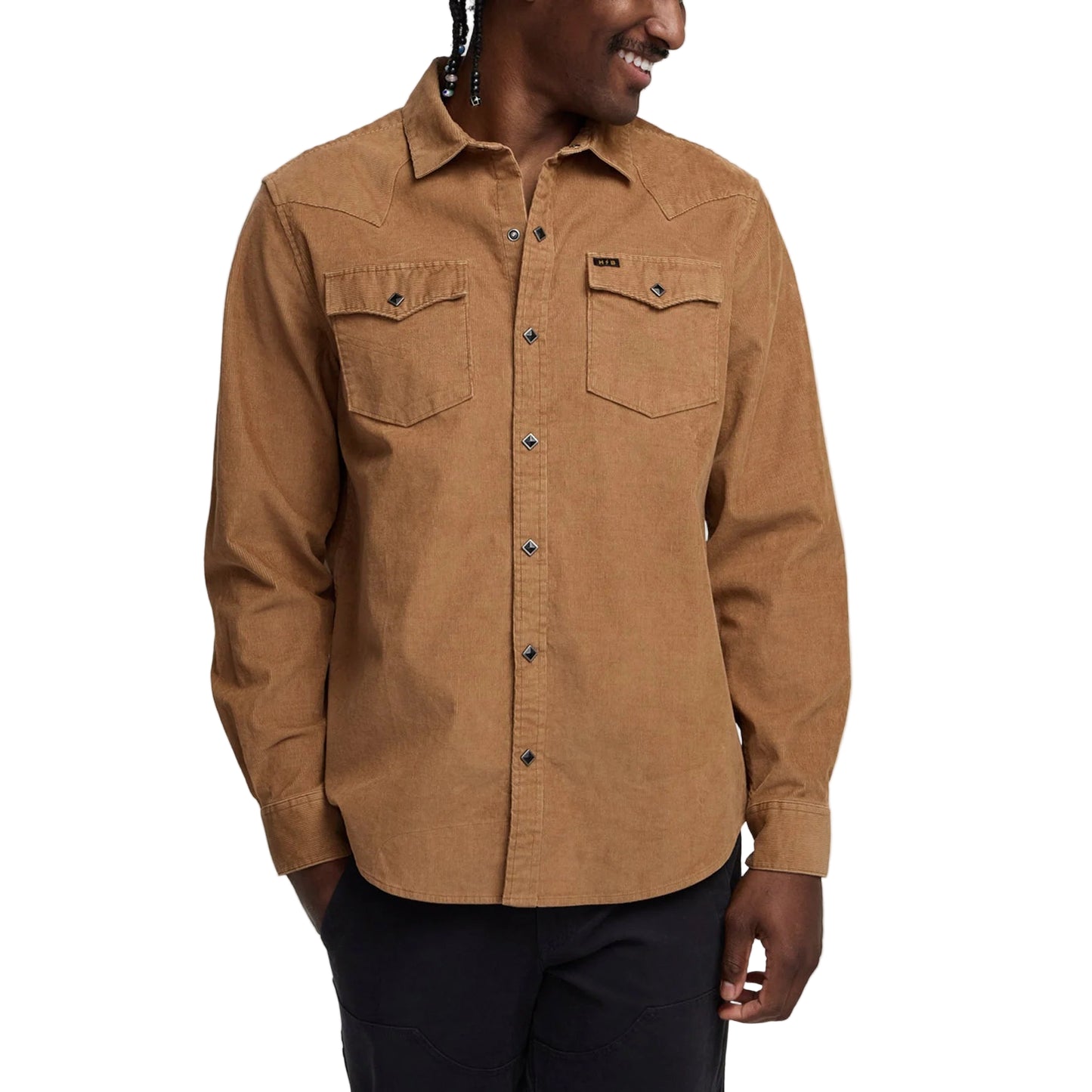 Howler Bros Men's Banning Corduroy Snapshirt Duck Brown