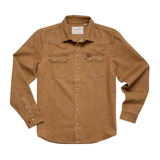 Howler Bro's Men's Dust Up Denim Snapshirt Owens Oaker Wash
