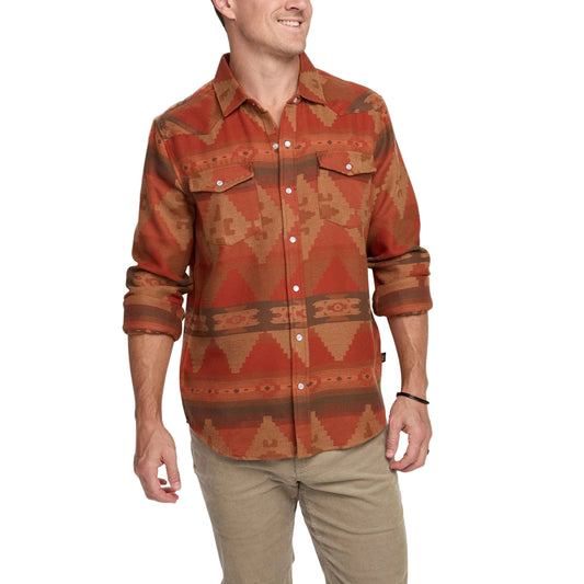 Howler Brothers Men's Sheridan Flannel  Mitla Motifs Terracotta