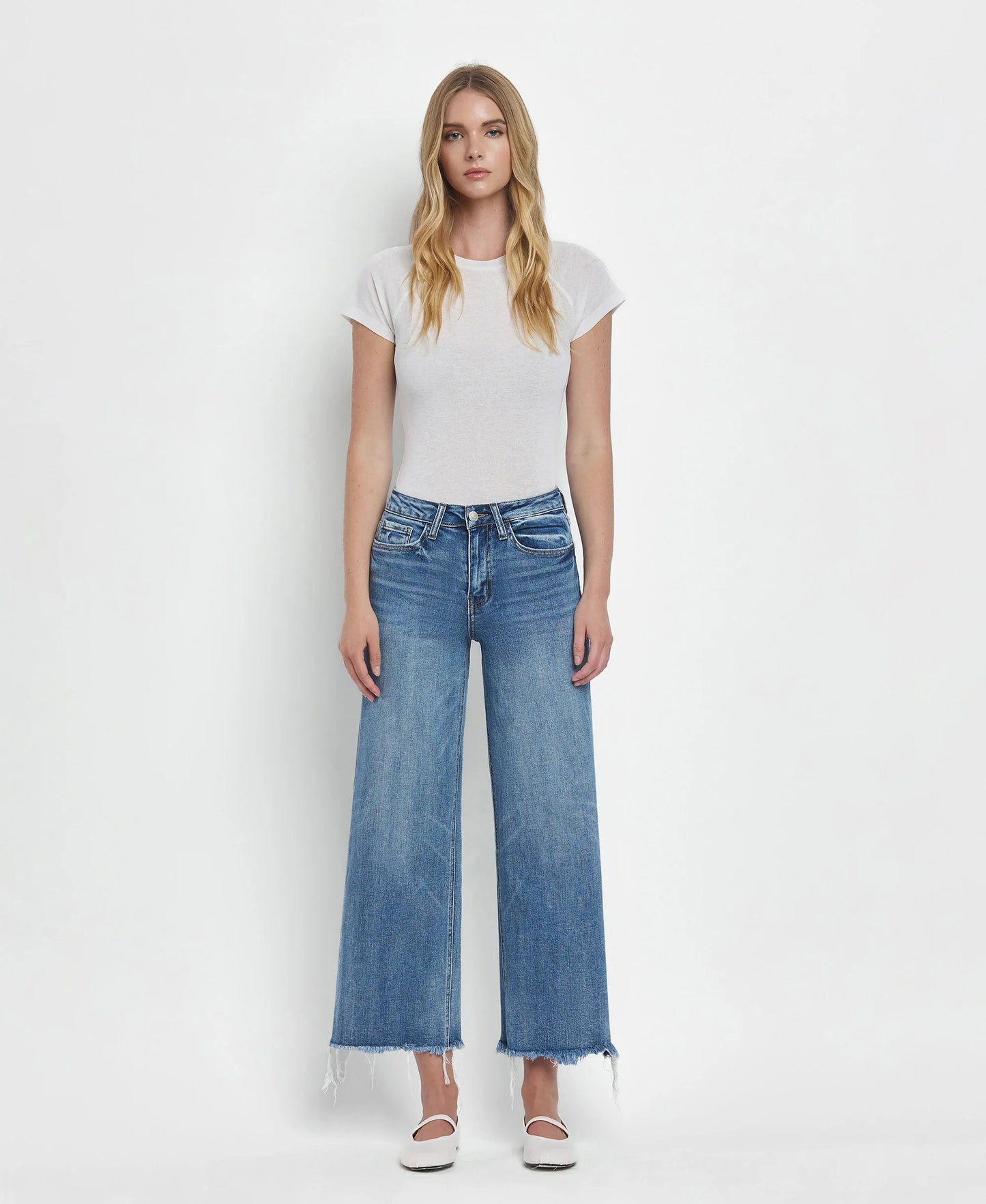 Flying Monkey Women's Sagacity High Rise Crop Wide Leg Jeans