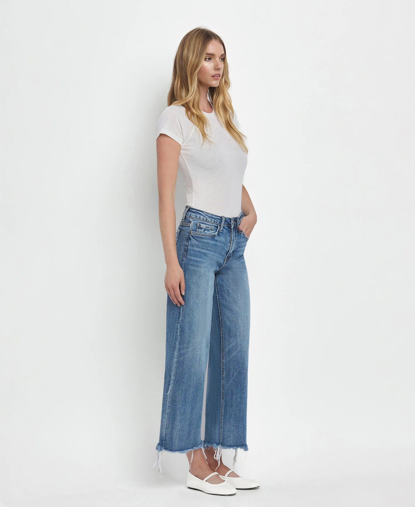 Flying Monkey Women's Sagacity High Rise Crop Wide Leg Jeans