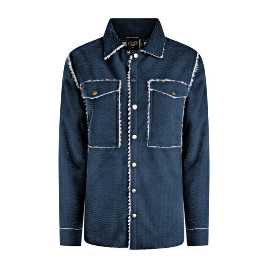 Wooly Bully Women's Wavy Snap Jacket Navy