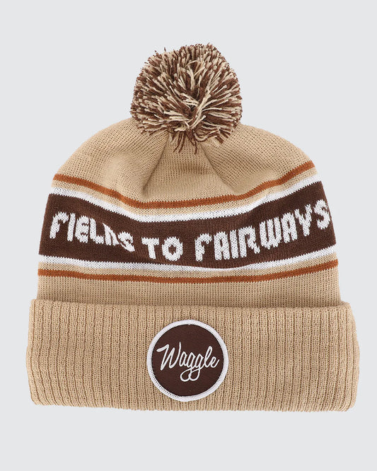 Waggle Fields to Fairways Pom Beanie Tan