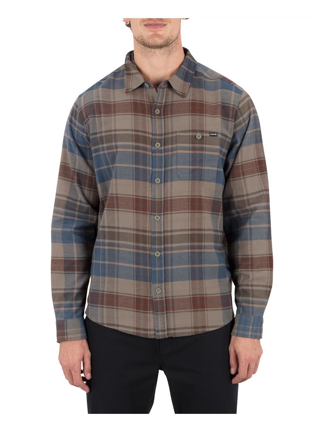 Hurley Men’s Portland Stretch Flannel LS Army