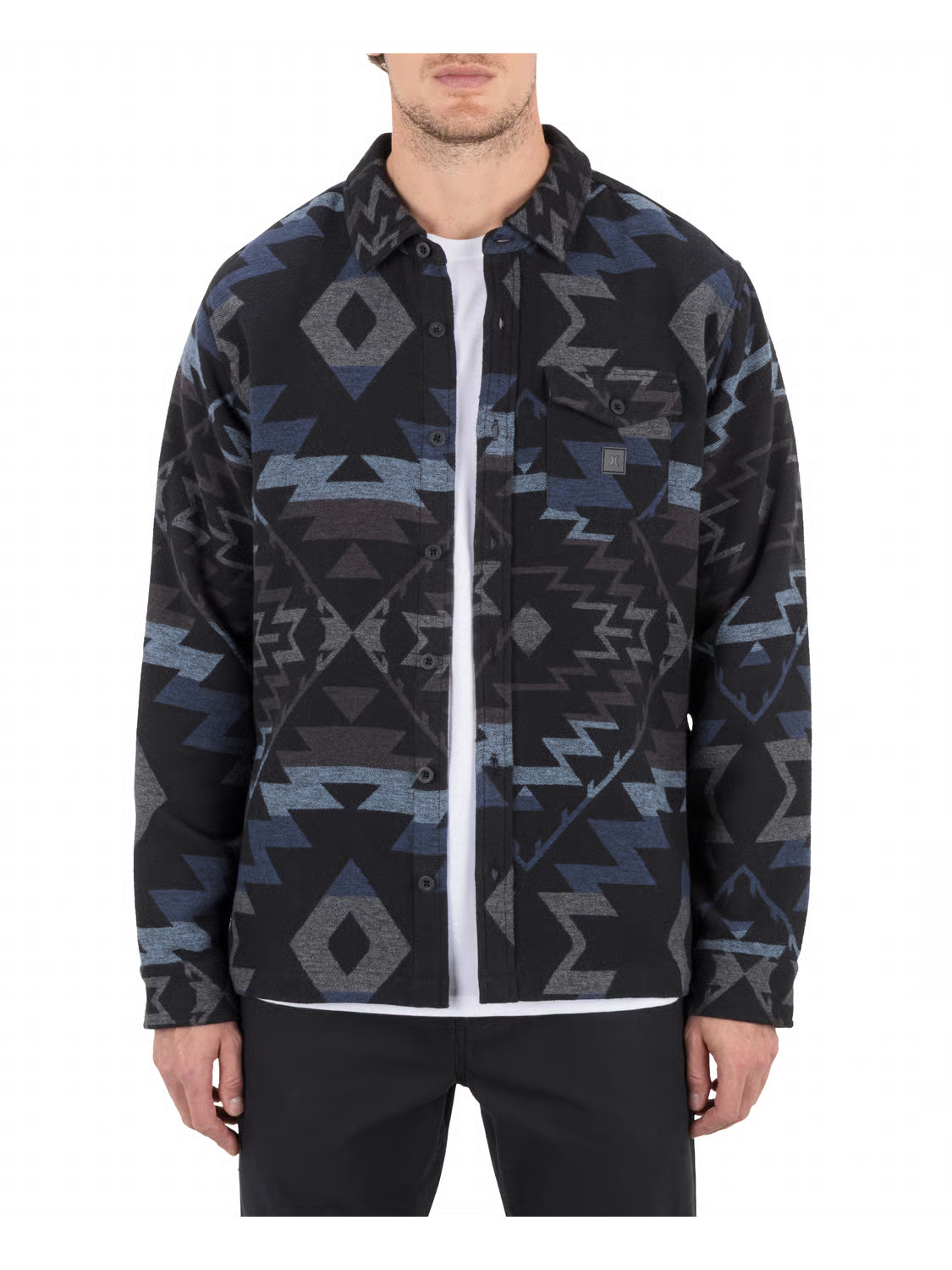 Hurley Men’s Santa Cruz Jacquard  Shacket Black
