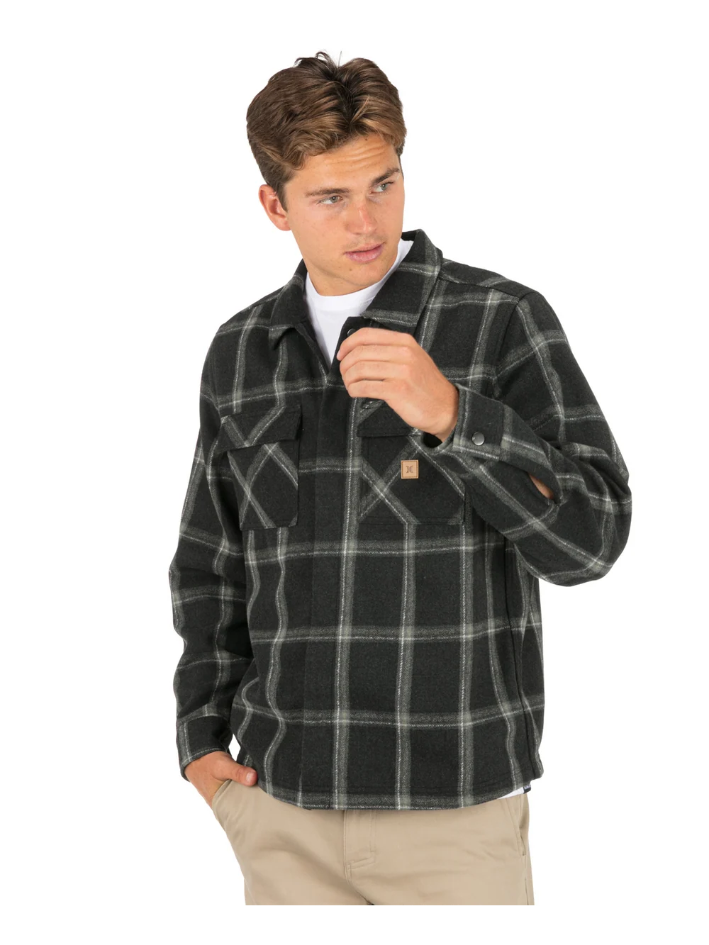 Hurley Men's Benson Flannel Shacket Ls Black Heather